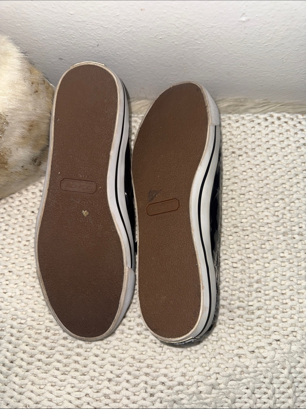 Coach Black Patent Quilted Ribbon Lace Sneakers - Picture 6 of 6